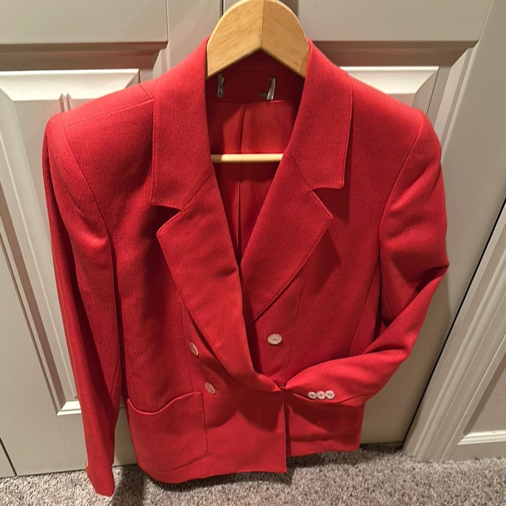 Chic Red Blazer with Button Details